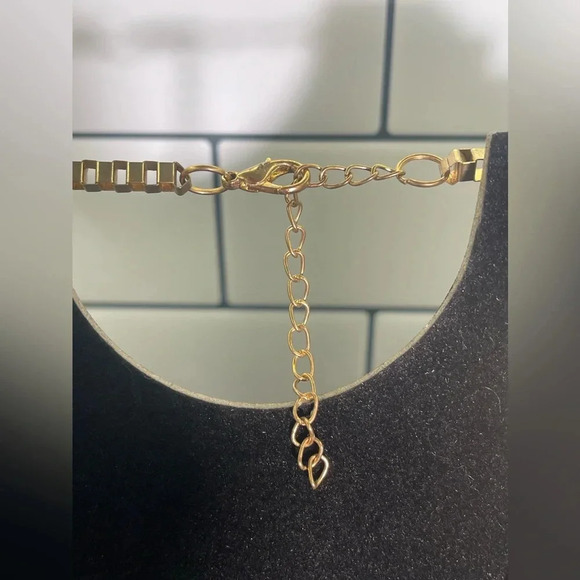 Vintage Geometric Peach Acrylic Stone Goldtone Necklace Granny Chic - Picture 9 of 11